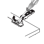 To remove, pry up lock plate with Euro tool, and pull hinge out.